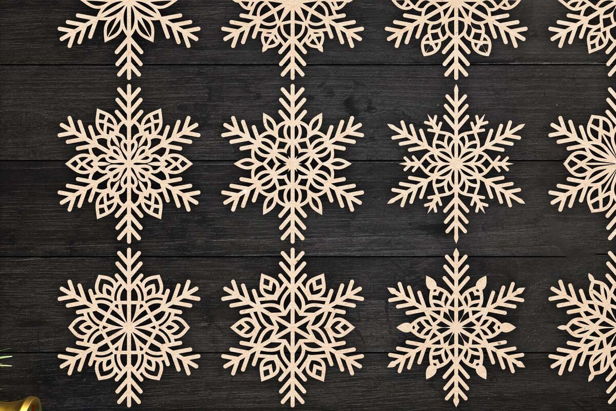 Intra απο ξύλο plywood 3mm-4mm πάχος – Snowflakes Bundle 13 Δίασταση  20x20 cm INTRAFABR-77369129
