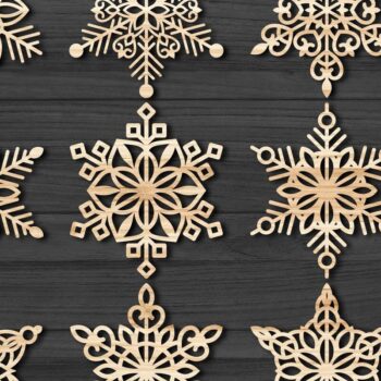 Intra απο ξύλο plywood 3mm-4mm πάχος – Snowflakes Bundle 14 Δίασταση  20x20 cm INTRAFABR-77369255 - Image 1