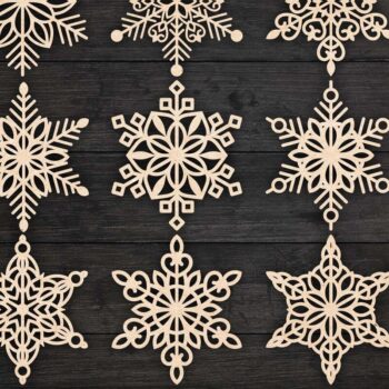 Intra απο ξύλο plywood 3mm-4mm πάχος – Snowflakes Bundle 14 Δίασταση  20x20 cm INTRAFABR-77369255 - Image 3
