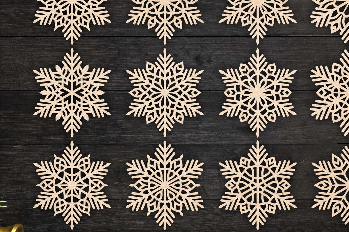 Intra απο ξύλο plywood 3mm-4mm πάχος – Πακέτο Snowflakes 15 Δίασταση  20x20 cm INTRAFABR-77369451