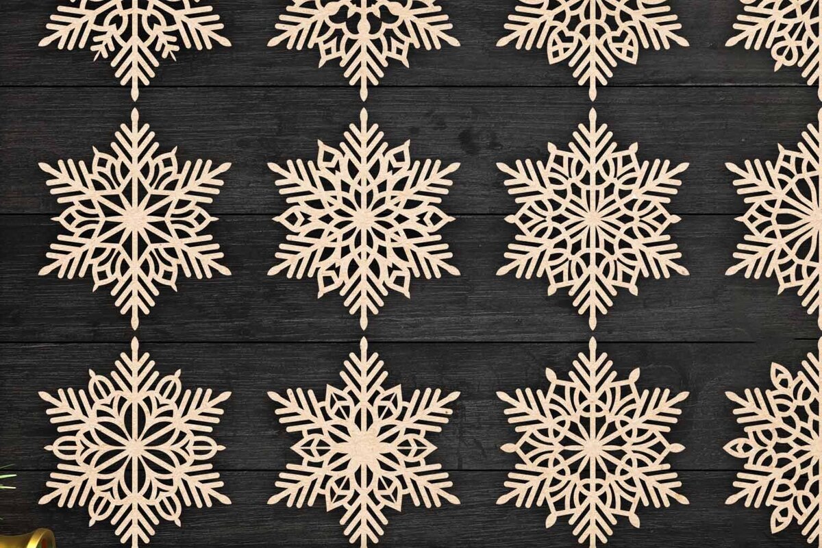 Intra απο ξύλο plywood 3mm-4mm πάχος – Πακέτο Snowflakes 17 Δίασταση  20x20 cm INTRAFABR-77370036