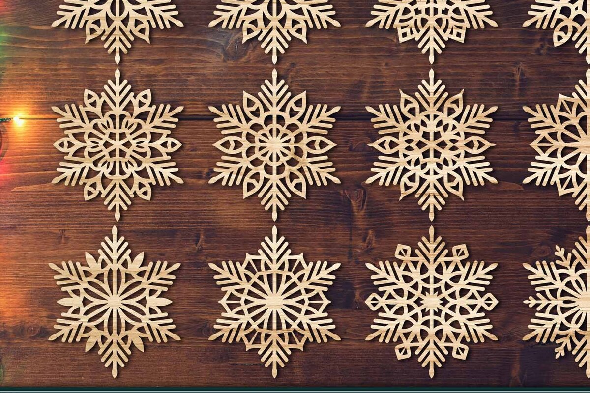 Intra απο ξύλο plywood 3mm-4mm πάχος – Snowflakes Bundle 19 Δίασταση  20x20 cm INTRAFABR-77371848