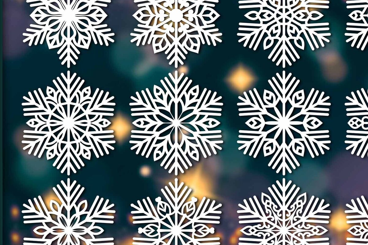 Intra απο ξύλο plywood 3mm-4mm πάχος – Snowflakes Bundle 23 Δίασταση  20x20 cm INTRAFABR-77372201