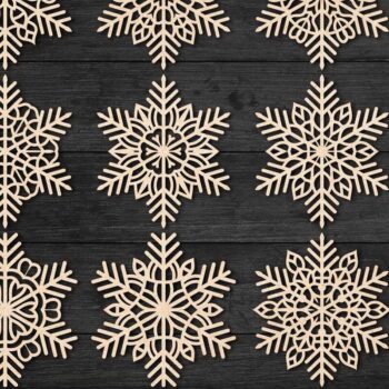 Intra απο ξύλο plywood 3mm-4mm πάχος – Snowflakes Bundle 24 Δίασταση  20x20 cm INTRAFABR-77372358 - Image 1