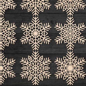 Intra απο ξύλο plywood 3mm-4mm πάχος – Snowflakes Bundle 25 Δίασταση 20x20 cm INTRAFABR-77372496 - Image 1