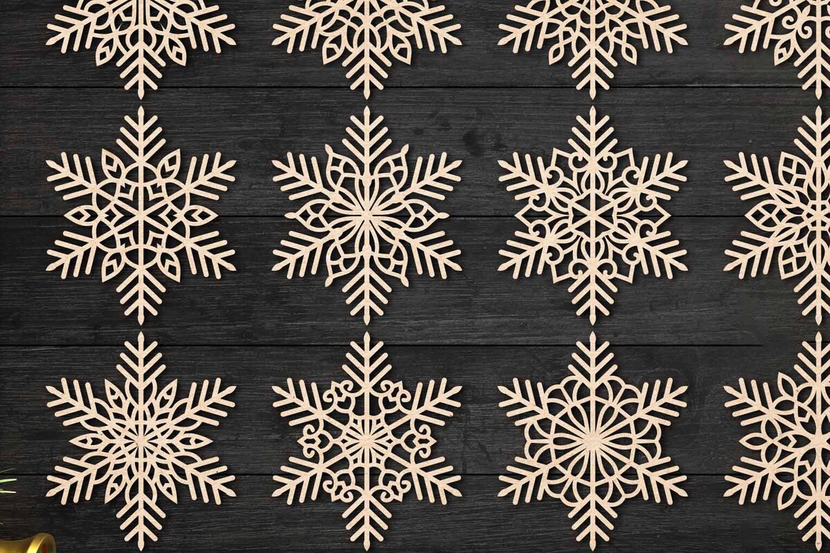 Intra απο ξύλο plywood 3mm-4mm πάχος – Snowflakes Bundle 27 Δίασταση  20x20 cm INTRAFABR-77464483