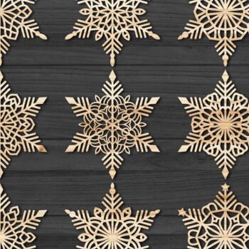Intra απο ξύλο plywood 3mm-4mm πάχος – Snowflakes, Dxf Bundle 18 Δίασταση 20x20 cm INTRAFABR-77694222 - Image 1