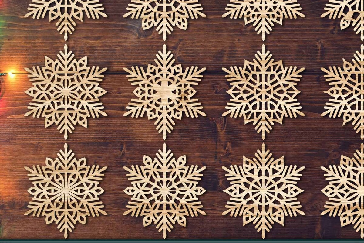 Intra απο ξύλο plywood 3mm-4mm πάχος – Snowflakes, Dxf Bundle 20 Δίασταση  20x20 cm INTRAFABR-77371957