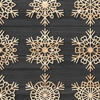 Intra απο ξύλο plywood 3mm-4mm πάχος – Snowflakes, Dxf Bundle 28 Δίασταση  20x20 cm INTRAFABR-77464637 - Image 2