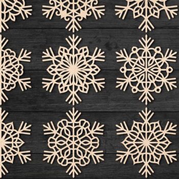 Intra απο ξύλο plywood 3mm-4mm πάχος – Snowflakes, Dxf Bundle 29 Δίασταση 20x20 cm INTRAFABR-77464805 - Image 2
