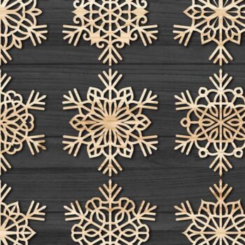 Intra απο ξύλο plywood 3mm-4mm πάχος – Snowflakes, Dxf Bundle 29 Δίασταση 20x20 cm INTRAFABR-77464805 - Image 3
