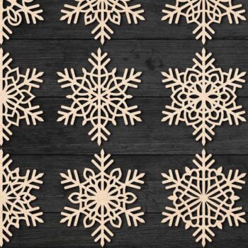Intra απο ξύλο plywood 3mm-4mm πάχος – Snowflakes, Dxf Bundle 43 Δίασταση 20x20 cm INTRAFABR-77684301 - Image 1