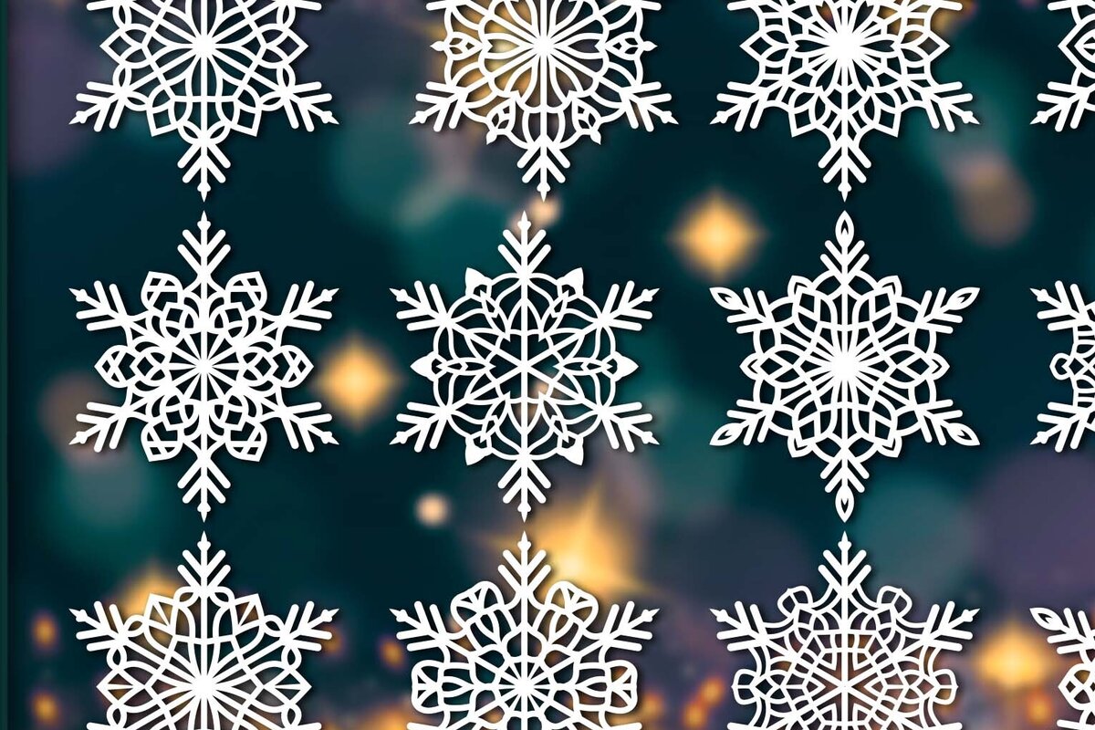 Intra απο ξύλο plywood 3mm-4mm πάχος – Snowflakes, Dxf Bundle 56 Δίασταση  20x20 cm INTRAFABR-77766397