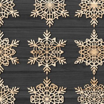 Intra απο ξύλο plywood 3mm-4mm πάχος – Snowflakes, Dxf Bundle 56 Δίασταση 20x20 cm INTRAFABR-77766397 - Image 2