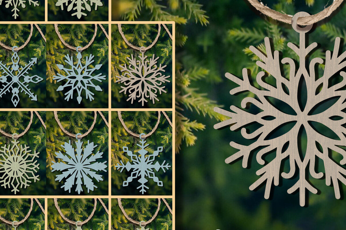 Intra απο ξύλο plywood 3mm-4mm πάχος – Στολίδι Snowflakes Bundle Δίασταση  20x20 cm INTRAFABR-101969763