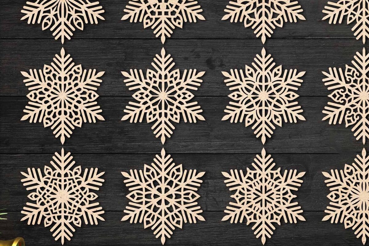Intra απο ξύλο plywood 3mm-4mm πάχος – Snowflakes Paper Cut, Snowflakes Δίασταση  20x20 cm INTRAFABR-77691358