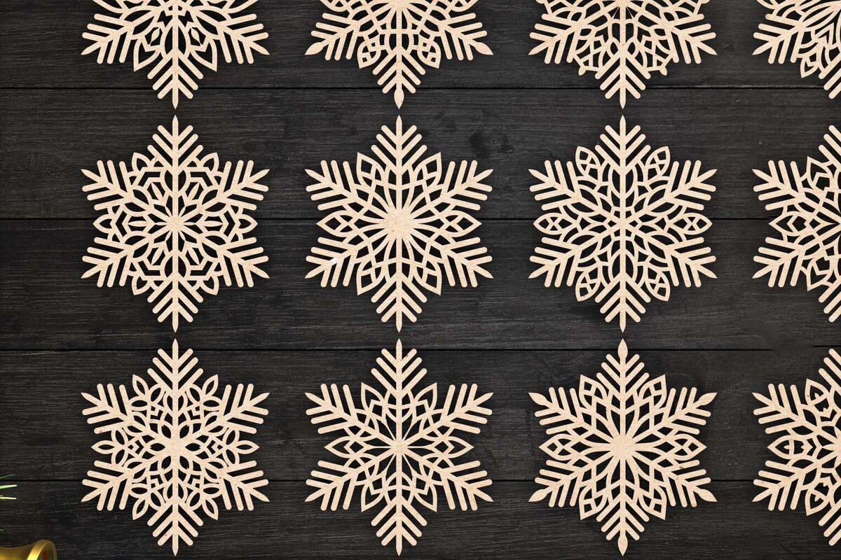 Intra απο ξύλο plywood 3mm-4mm πάχος – Snowflakes Paper Cut, Snowflakes Δίασταση  20x20 cm INTRAFABR-77692016