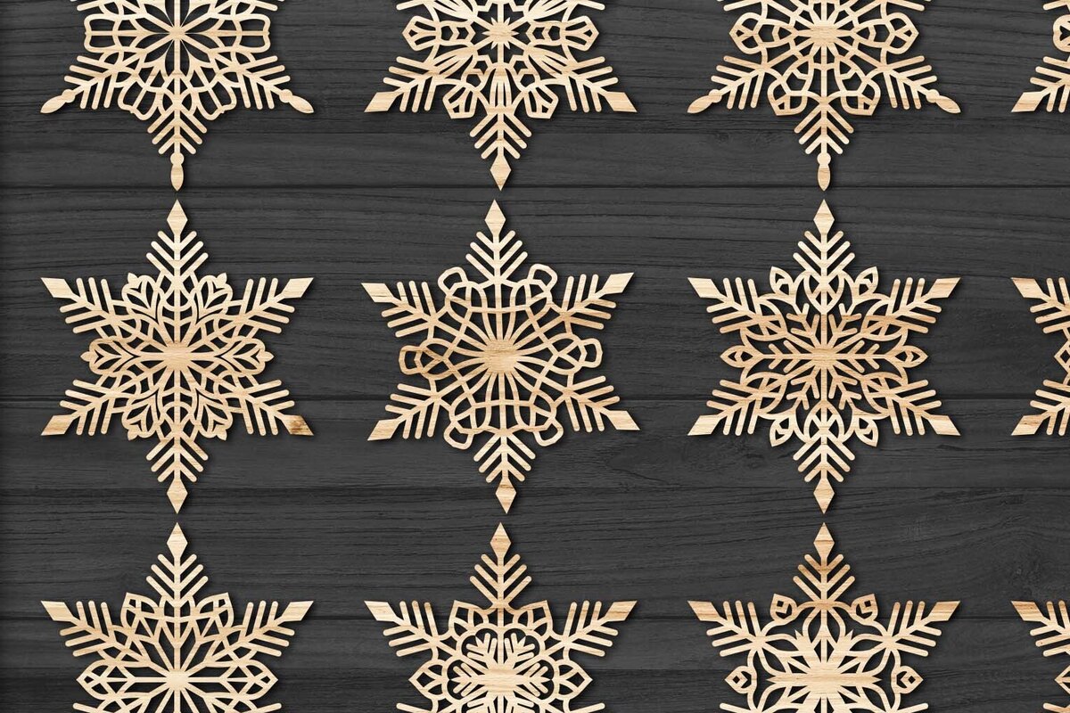 Intra απο ξύλο plywood 3mm-4mm πάχος – Snowflakes Paper Cut, Snowflakes Δίασταση  20x20 cm INTRAFABR-77693993