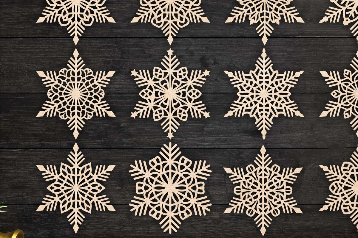 Intra απο ξύλο plywood 3mm-4mm πάχος – Snowflakes Paper Cut, Snowflakes Δίασταση  20x20 cm INTRAFABR-77694314