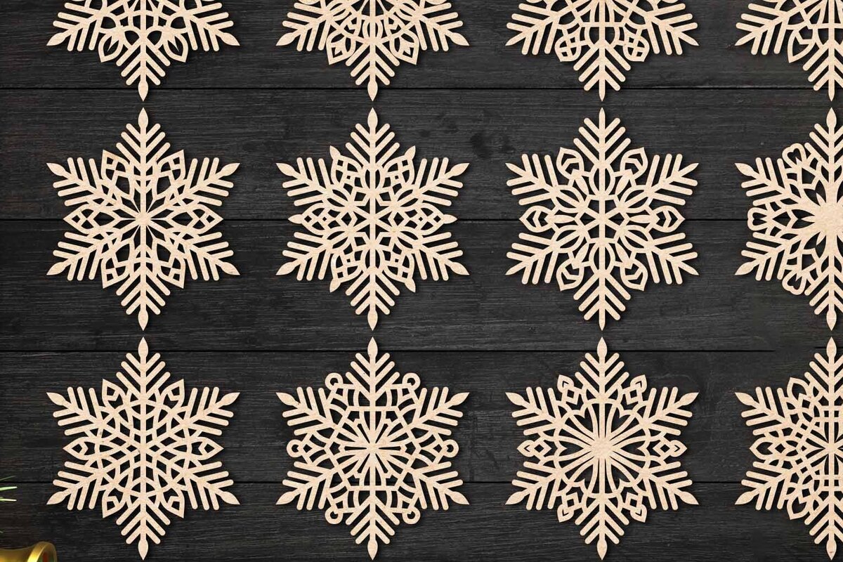 Intra απο ξύλο plywood 3mm-4mm πάχος – Snowflakes Paper Cut, Snowflakes Δίασταση  20x20 cm INTRAFABR-77690936