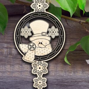 Intra απο ξύλο plywood 3mm-4mm πάχος – Snowflakes the Snowman Στολίδι Δίασταση  20x20 cm INTRAFABR-32408252