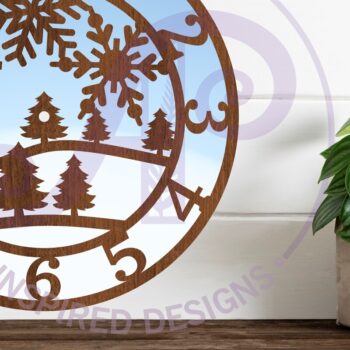 Intra απο ξύλο plywood 3mm-4mm πάχος – Snowflakes Ρολόι τοίχου Αρχεία κοπής με λέιζερ Δίασταση 40x30 cm INTRAFABR-96098326 - Image 1