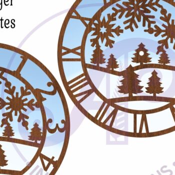 Intra απο ξύλο plywood 3mm-4mm πάχος – Snowflakes Ρολόι τοίχου Αρχεία κοπής με λέιζερ Δίασταση 40x30 cm INTRAFABR-96098326 - Image 3