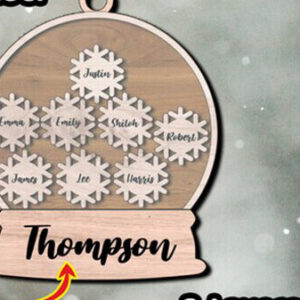 Intra απο ξύλο plywood 3mm-4mm πάχος – Snowglobe Ornament, Οικογενειακό Στολίδι Δίασταση  20x20 cm INTRAFABR-81159487