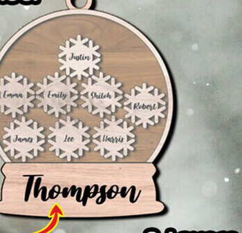 Intra απο ξύλο plywood 3mm-4mm πάχος – Snowglobe Ornament, Οικογενειακό Στολίδι Δίασταση 20x20 cm INTRAFABR-81159487 - Image 1