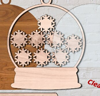 Intra απο ξύλο plywood 3mm-4mm πάχος – Snowglobe Ornament, Οικογενειακό Στολίδι Δίασταση 20x20 cm INTRAFABR-81159487 - Image 2
