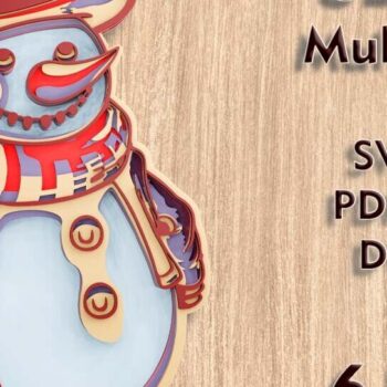 Intra απο ξύλο plywood 3mm-4mm πάχος – Αρχείο κοπής λέιζερ πολλαπλών επιπέδων Snowman 3D Δίασταση  20x20 cm INTRAFABR-108890339 - Image 1