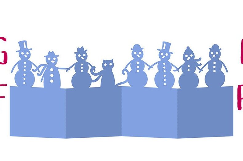 Intra απο ξύλο plywood 3mm-4mm πάχος – Κάρτα ακορντεόν χιονάνθρωπος και γάτα Cut Δίασταση  20x20 cm INTRAFABR-43617318