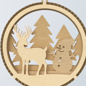 Intra απο ξύλο plywood 3mm-4mm πάχος – Χειμερινό στολίδι χιονάνθρωπος και τάρανδος Δίασταση  20x20 cm INTRAFABR-107963421 - Image 1