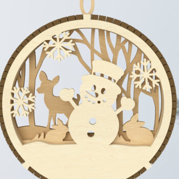 Intra απο ξύλο plywood 3mm-4mm πάχος – Στολίδι Χιονάνθρωπος και Ζώα Δασών Δίασταση  20x20 cm INTRAFABR-107963520 - Image 1