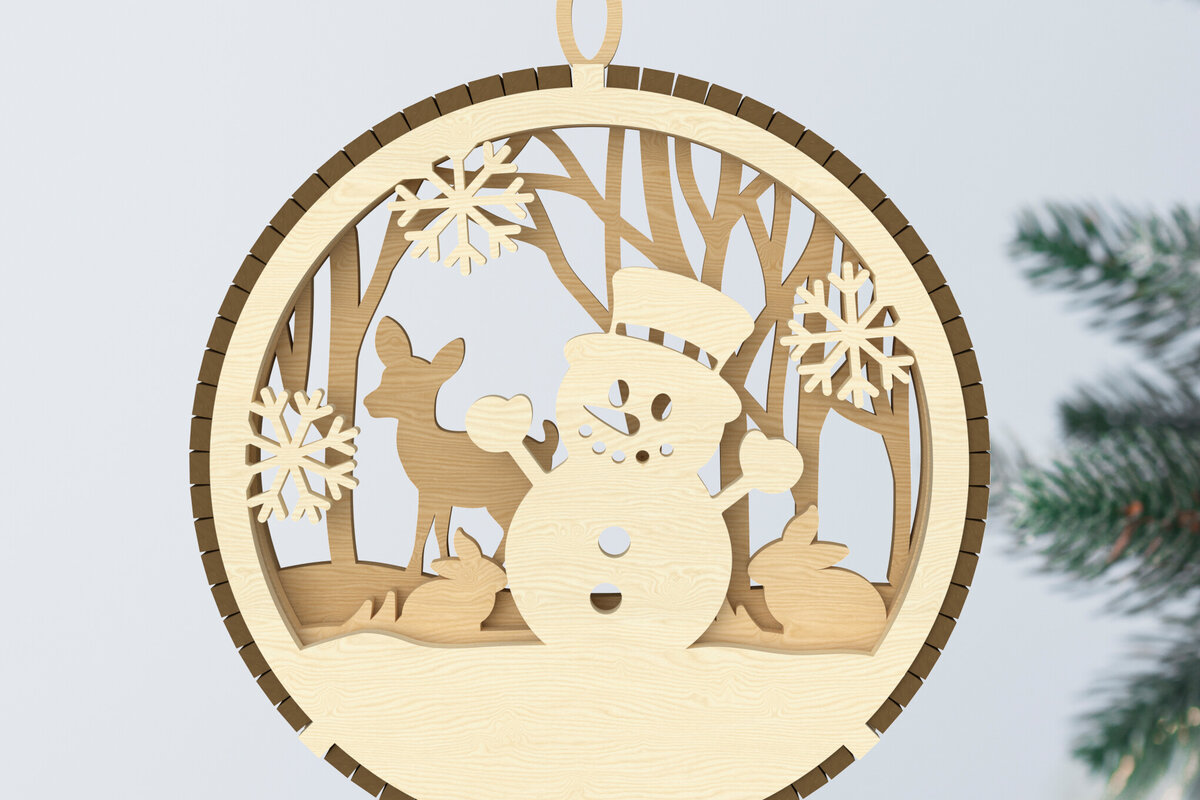 Intra απο ξύλο plywood 3mm-4mm πάχος – Στολίδι Χιονάνθρωπος και Ζώα Δασών Δίασταση  20x20 cm INTRAFABR-107963520