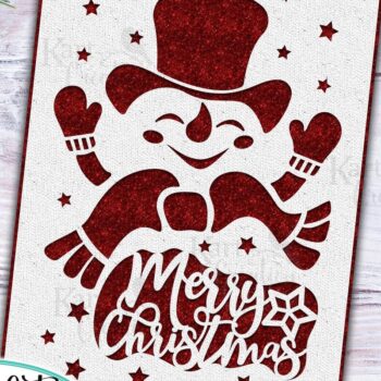 Intra απο ξύλο plywood 3mm-4mm πάχος – Χριστουγεννιάτικη κάρτα Snowman Cricut Laser Δίασταση 20x20 cm INTRAFABR-18987247 - Image 1
