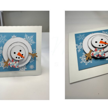 Intra απο ξύλο plywood 3mm-4mm πάχος – Χριστουγεννιάτικη κάρτα χιονάνθρωπος Δίασταση 20x20 cm INTRAFABR-105840969 - Image 3