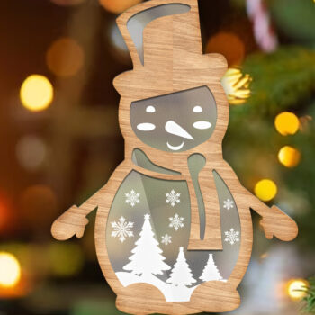 Intra απο ξύλο plywood 3mm-4mm πάχος – Χριστουγεννιάτικη διακόσμηση χιονάνθρωπος, αρχείο πολλαπλών στρώσεων Δίασταση 20x20 cm INTRAFABR-82925473 - Image 1