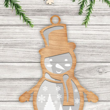 Intra απο ξύλο plywood 3mm-4mm πάχος – Χριστουγεννιάτικη διακόσμηση χιονάνθρωπος, αρχείο πολλαπλών στρώσεων Δίασταση 20x20 cm INTRAFABR-82925473 - Image 2