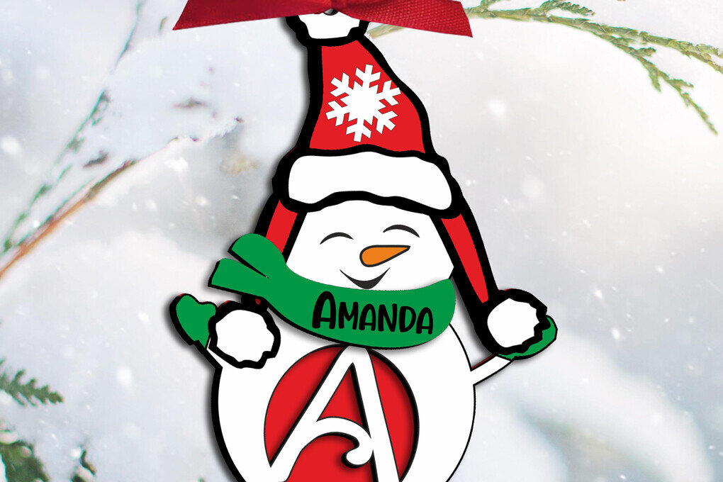 Intra απο ξύλο plywood 3mm-4mm πάχος – Χριστουγεννιάτικο γράμμα χιονάνθρωπος ένα στολίδι δέντρου Δίασταση  20x20 cm INTRAFABR-109958876