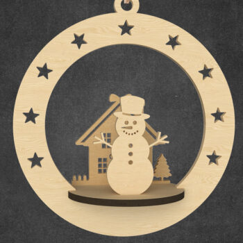 Intra απο ξύλο plywood 3mm-4mm πάχος – Χριστουγεννιάτικο στολίδι χιονάνθρωπος Δίασταση 20x20 cm INTRAFABR-109143531 - Image 1