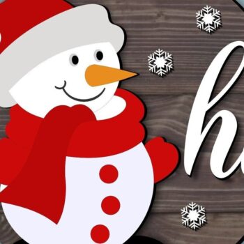 Intra απο ξύλο plywood 3mm-4mm πάχος – Χριστουγεννιάτικο στρογγυλό σημάδι χιονάνθρωπος Δίασταση 20x20 cm INTRAFABR-39123294 - Image 1