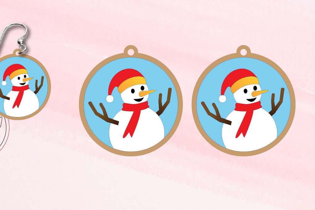 Intra απο ξύλο plywood 3mm-4mm πάχος – Σκουλαρίκια Χιονάνθρωπος|Σκουλαρίκια Κόψτε και Σκορ Δίασταση  5x5 cm INTRAFABR-108358557