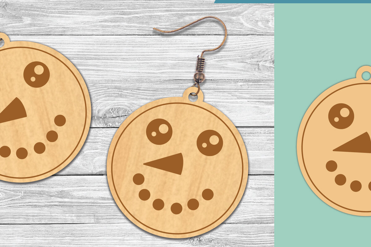 Intra απο ξύλο plywood 3mm-4mm πάχος – Σκουλαρίκια με λέιζερ προσώπου χιονάνθρωπος 1 Δίασταση  5x5 cm INTRAFABR-106019738