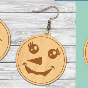 Intra απο ξύλο plywood 3mm-4mm πάχος – Σκουλαρίκια κομμένα με λέιζερ Snowman Face 2 Δίασταση 5x5 cm INTRAFABR-106019805 - Image 1