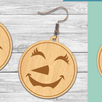 Intra απο ξύλο plywood 3mm-4mm πάχος – Σκουλαρίκια κομμένα με λέιζερ Snowman Face 4 Δίασταση 5x5 cm INTRAFABR-106019909 - Image 1