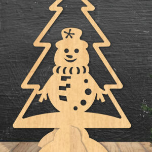 Intra απο ξύλο plywood 3mm-4mm πάχος – Χιονάνθρωπος σε δέντρο με λέιζερ διακόσμηση σπιτιού Δίασταση  20x20 cm INTRAFABR-112790274