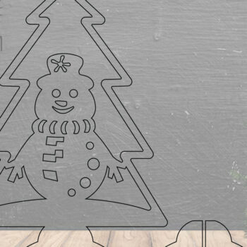 Intra απο ξύλο plywood 3mm-4mm πάχος – Χιονάνθρωπος σε δέντρο με λέιζερ διακόσμηση σπιτιού Δίασταση  20x20 cm INTRAFABR-112790274 - Image 2