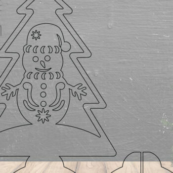 Intra απο ξύλο plywood 3mm-4mm πάχος – Χιονάνθρωπος σε δέντρο με λέιζερ διακόσμηση σπιτιού Δίασταση 20x20 cm INTRAFABR-112790318 - Image 2