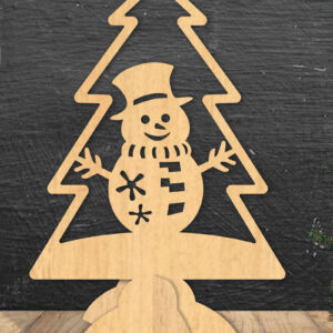 Intra απο ξύλο plywood 3mm-4mm πάχος – Χιονάνθρωπος σε δέντρο με λέιζερ διακόσμηση σπιτιού Δίασταση  20x20 cm INTRAFABR-112790258